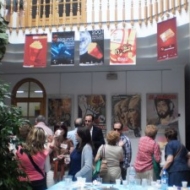Fuentealbilla (2012). Desayuno en el Hall, con una exposición de carteles de cine.